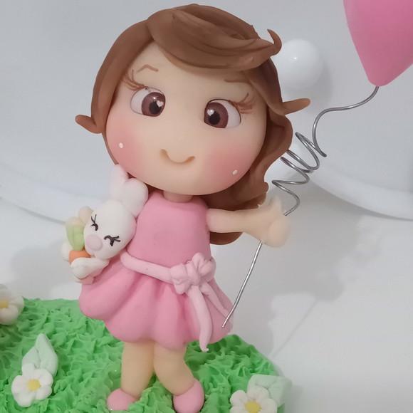 Topo de Bolo de Biscuit Menina Tema Páscoa