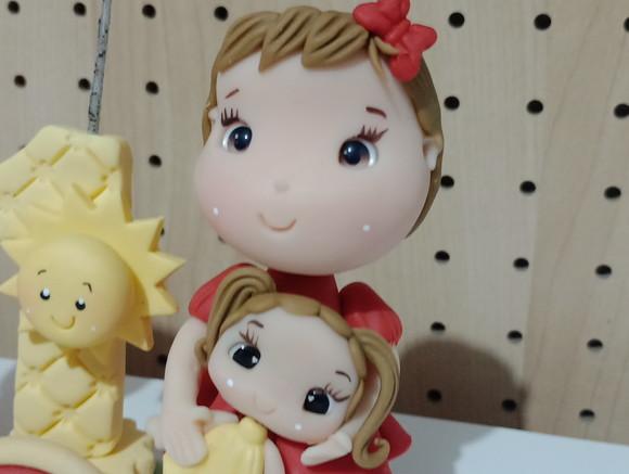 Topo de Bolo de Biscuit para Gêmeos Tema Raio de Sol