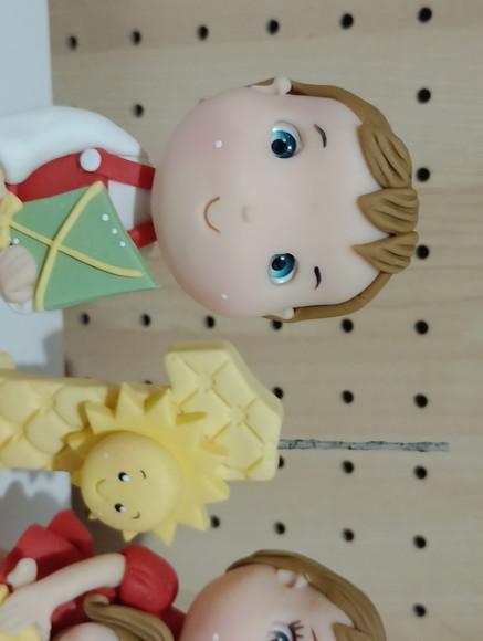 Topo de Bolo de Biscuit para Gêmeos Tema Raio de Sol