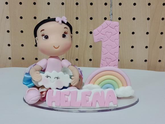 Topo de Bolo de Biscuit para Menina Tema Arco-íris com Nome