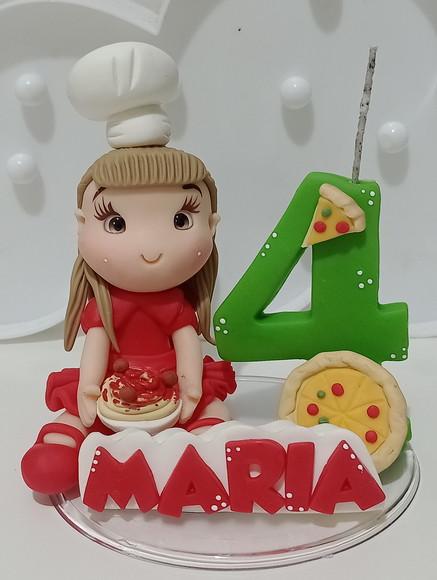 Topo de Bolo de Bscuit Menina Tema Itália