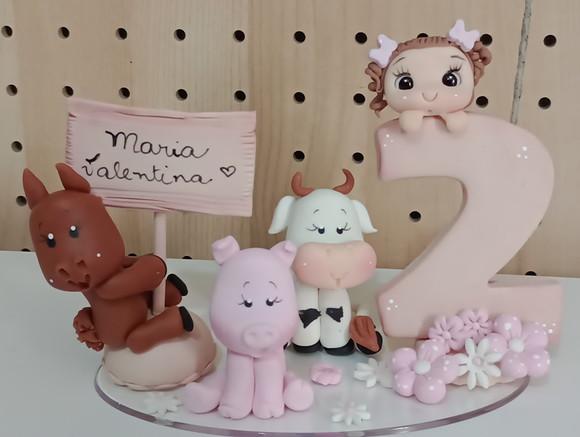 Topo de Bolo Fazendinha com Nome de Biscuit