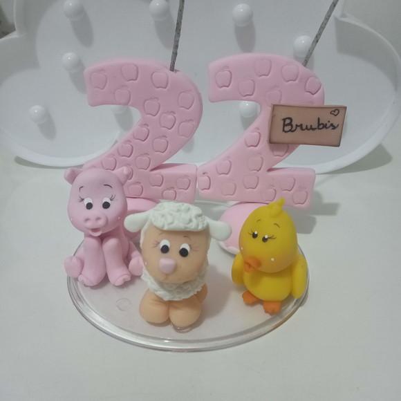 Topo de Bolo Fazendinha Rosa Festa Adulto