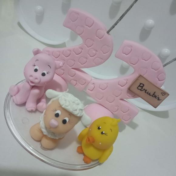 Topo de Bolo Fazendinha Rosa Festa Adulto