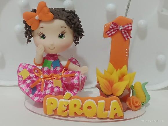 Topo de Bolo Festa Junina com Vela Personalizado