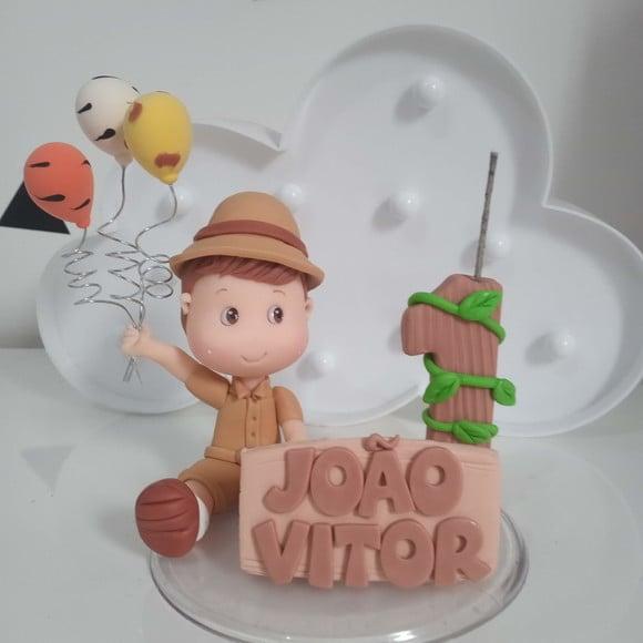 Topo de Bolo Festa Safari Menino com Balões