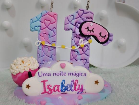 Topo de Bolo Festa do Pijama de Biscuit