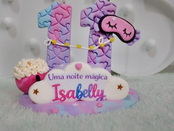 Topo de Bolo Festa do Pijama de Biscuit