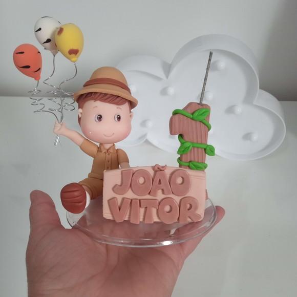 Topo de Bolo Festa Safari Menino com Balões