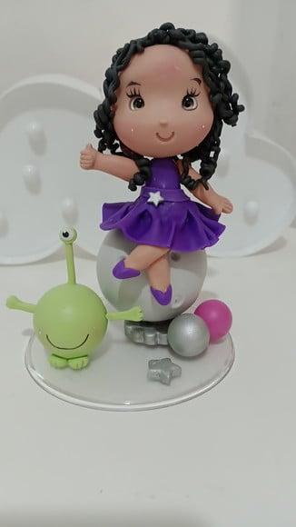 Topo de Bolo Galáxia Menina de Biscuit