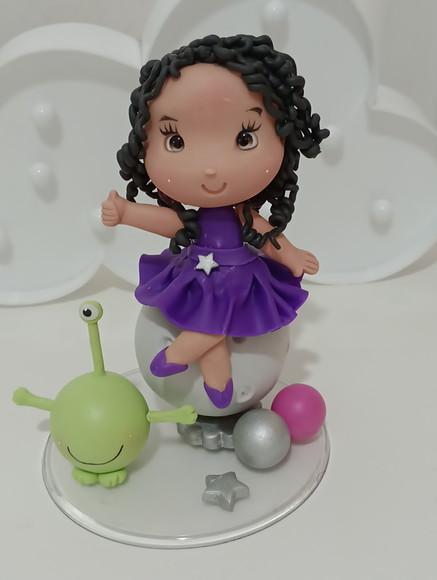 Topo de Bolo Galáxia Menina de Biscuit