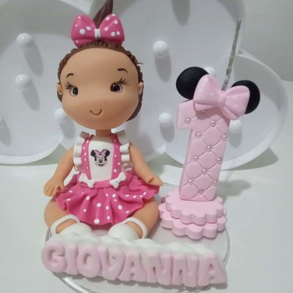 Topo de Bolo Menina com Vela e Nome