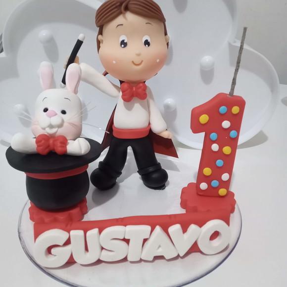Topo de Bolo Mágico com Coelho Festa Circo