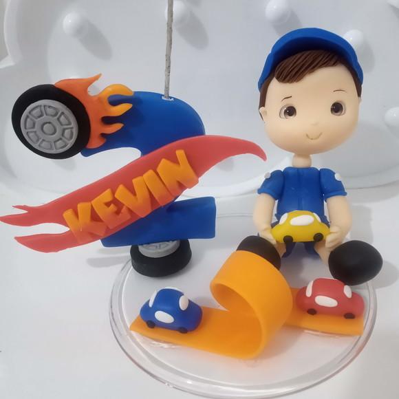 Topo de Bolo Menino com Carrinhos