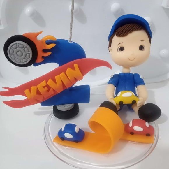 Topo de Bolo Menino com Carrinhos