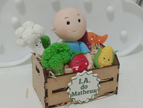 Topo de Bolo Menino Vegetais Introdução Alimentar Biscuit