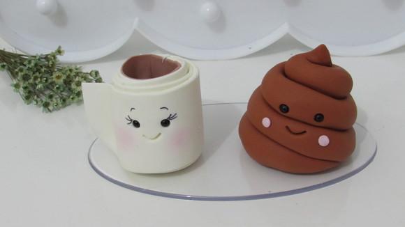 Topo de Bolo Papel Higiênico e Cocô Fofinhos