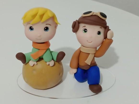 Topo de Bolo Pequeno Príncipe e Aviador