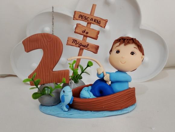 Topo de Bolo Pescaria para Festa Infantil de Biscuit