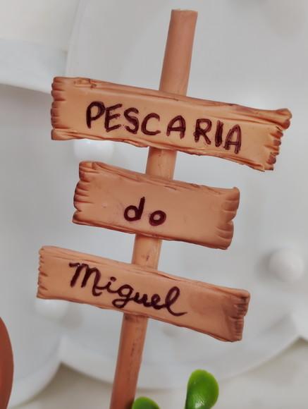 Topo de Bolo Pescaria para Festa Infantil de Biscuit