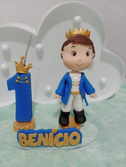Topo de Bolo Príncipe Personalizado Vela Realeza