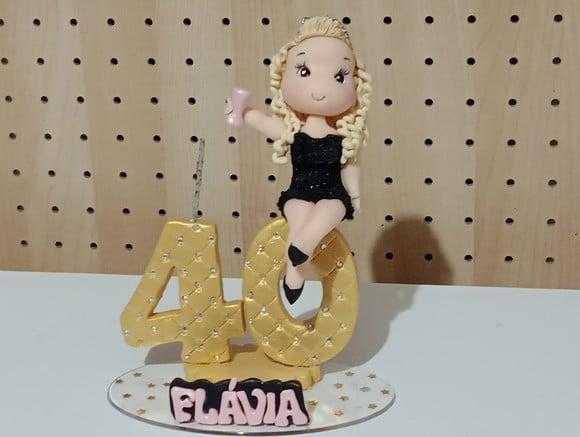 Topo de Bolo Quarentei Biscuit Personalizado Luxo