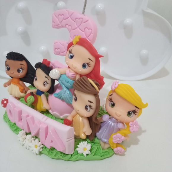 Topo de Bolo Princesas em Biscuit