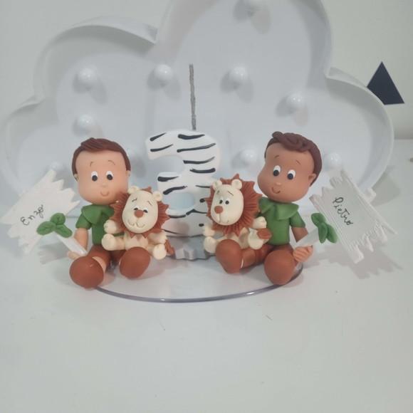 Topo de Bolo Safari para Gêmeos