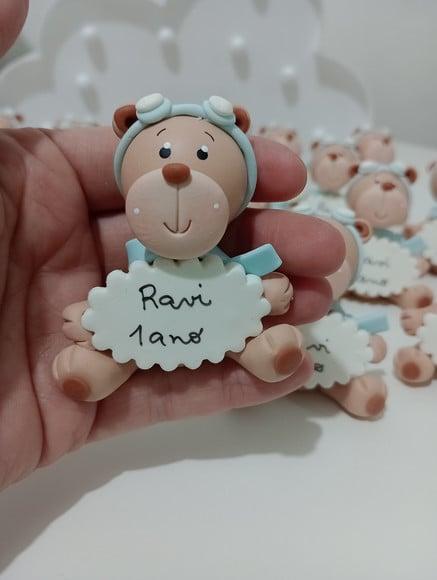 Ursinho Aviador com Nome de Biscuit para Lembrancihnhas