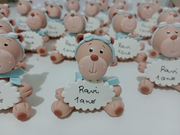 Ursinho Aviador com Nome de Biscuit para Lembrancihnhas