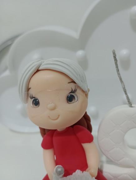 Topo de Bolo Vovó de Biscuit Vela e Nome