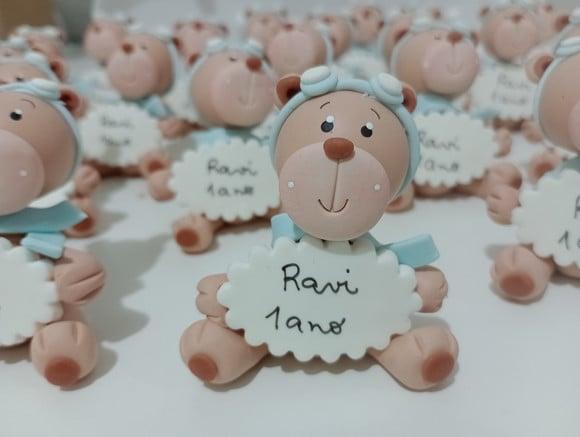 Ursinho Aviador com Nome de Biscuit para Lembrancihnhas