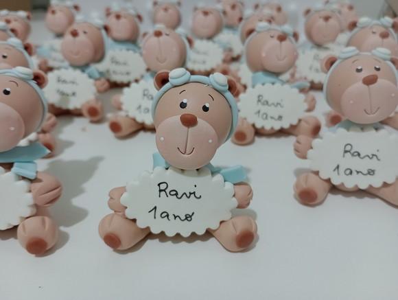 Ursinho Aviador com Nome de Biscuit para Lembrancihnhas