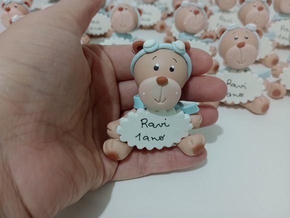 Ursinho Aviador com Nome de Biscuit para Lembrancihnhas