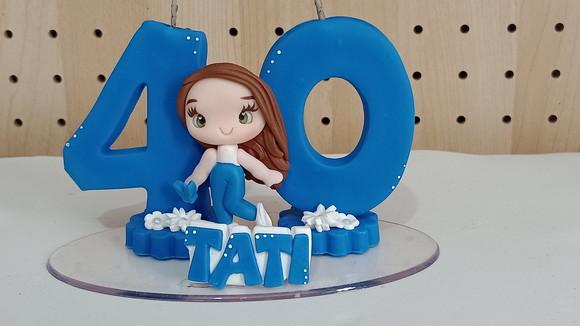 Vela Adulto Quarentei com Aplique de Biscuit