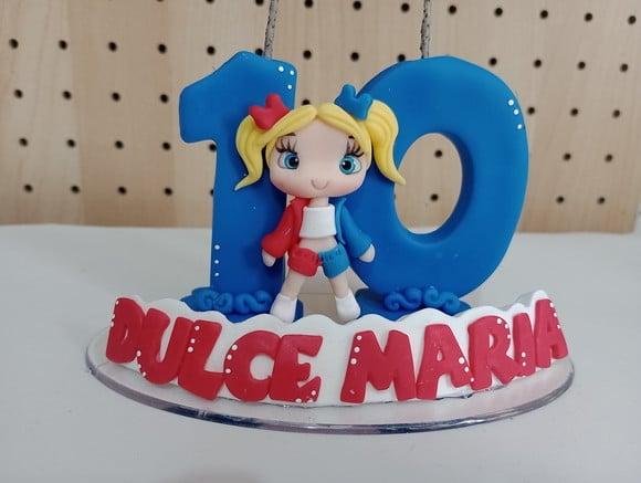 Vela Arlequina com Aplique de Biscuit Dois Dígitos