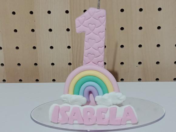 Vela Arco-íris de Biscuit com Nome