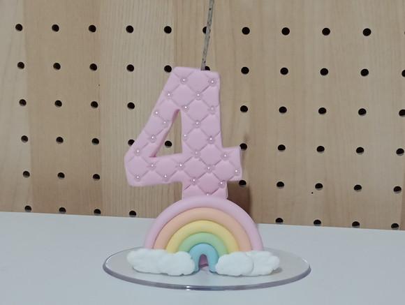 Vela Arco-íris de Biscuit Decorada com Mini Pérolas