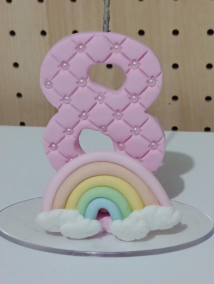 Vela Arco-íris de Biscuit Decorada com Mini Pérolas