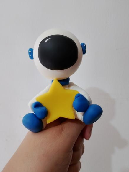 Vela Astronauta no Palito para Bolo Fake Redondo