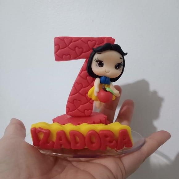 Vela Branca de Neve de Biscuit com Nome
