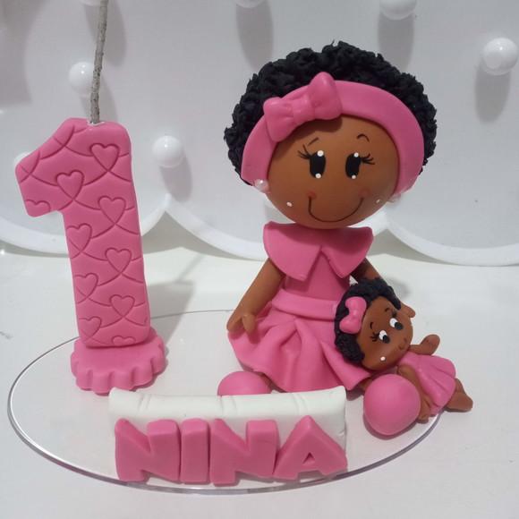 Vela Boneca Afro de Biscuit