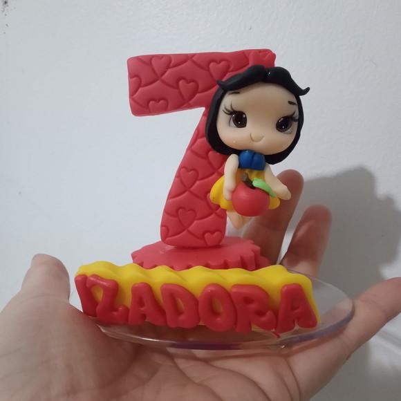 Vela Branca de Neve de Biscuit com Nome