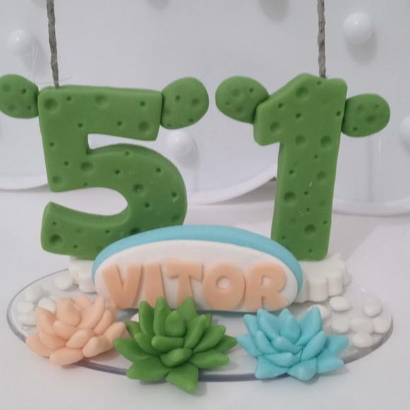 Vela Cactos de Biscuit para Festa Adulto