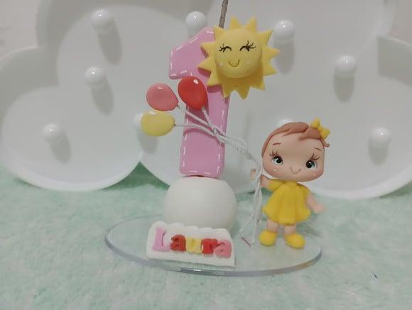 Vela de Biscuit 365 Sorrisos ou Primeira Volta ao Sol Menina