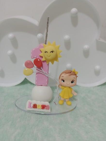 Vela de Biscuit 365 Sorrisos ou Primeira Volta ao Sol Menina