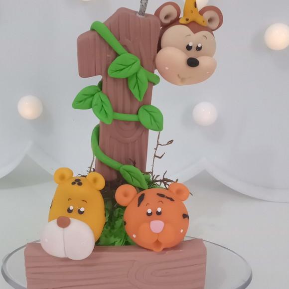 Vela Decorada Tema Safari de Biscuit