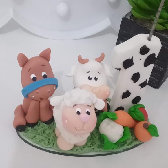 Vela Fazendinha de Biscuit Topo de Bolo