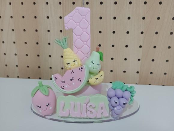 Vela Frutinhas com Carinha de Biscuit com Nome Candy Collor