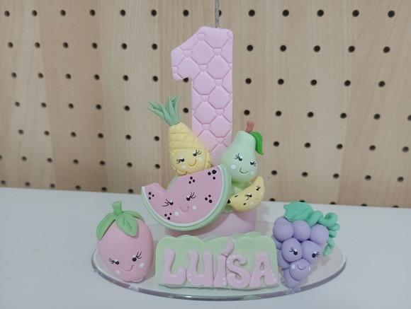 Vela Frutinhas com Carinha de Biscuit com Nome Candy Collor